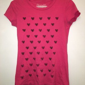 Aeropostale Girls Medium Heart Short Sleeve Tee.